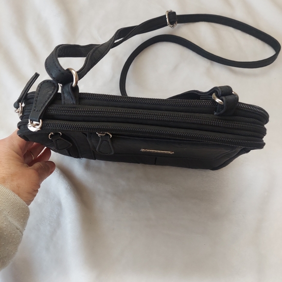 Women's MultiSac Zippy Crossbody Bag Black Silver Tone - Picture 6 of 14